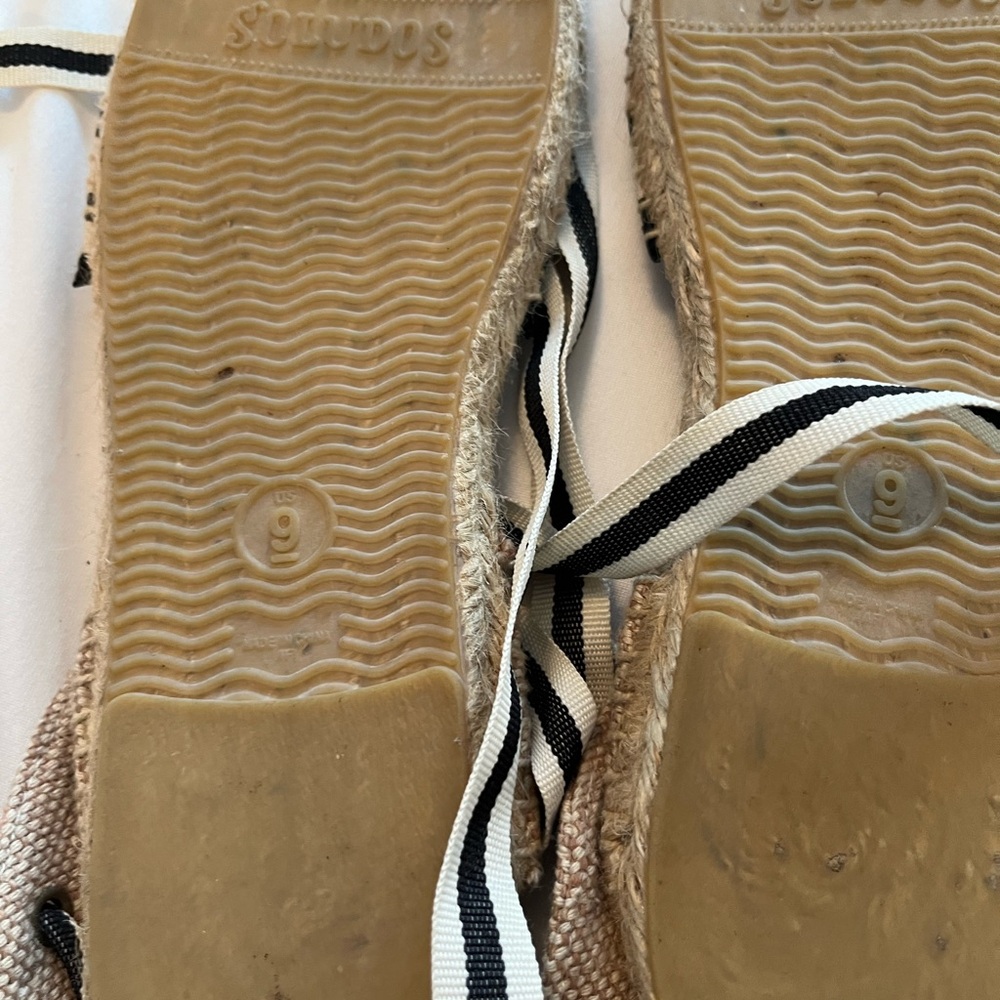Soludos Black and White Striped Espadrilles - size 9 women’s strappy - Picture 3 of 11